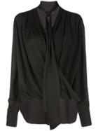Derek Lam Oversized Long Sleeve Draped Georgette Wrap Blouse With Neck