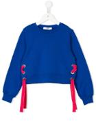 Msgm Kids Lace-up Detail Sweatshirt, Girl's, Size: 6 Yrs, Blue