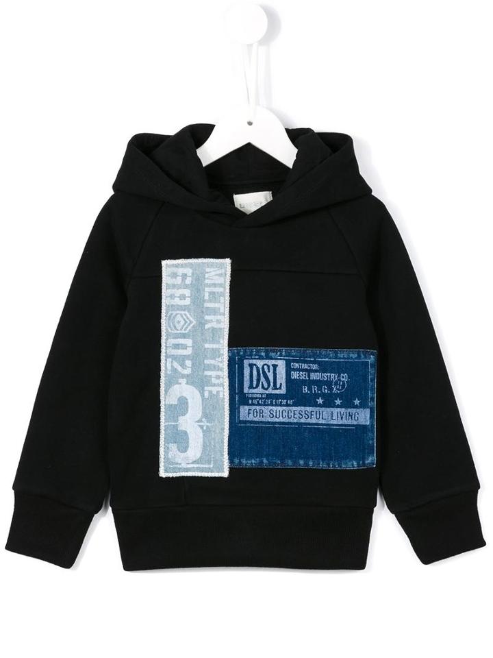 Diesel Kids Denim Patch Hoodie, Boy's, Size: 10 Yrs, Black