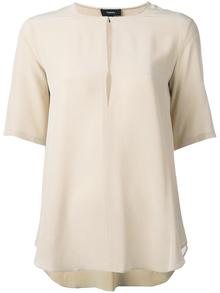 Theory - Henley T-shirt - Women - Silk - L, Nude/neutrals, Silk