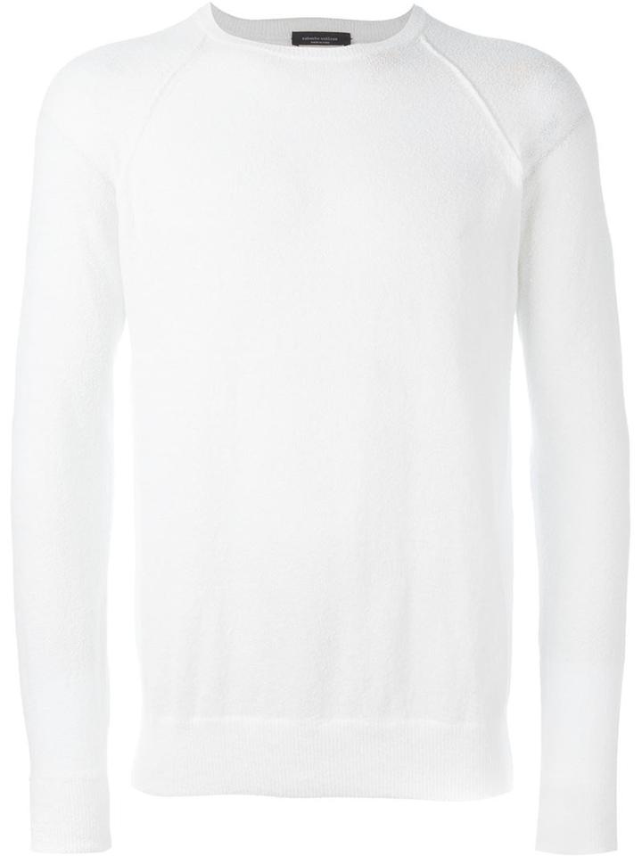Roberto Collina Raglan Sweater, Men's, Size: 54, White, Cotton/polyamide