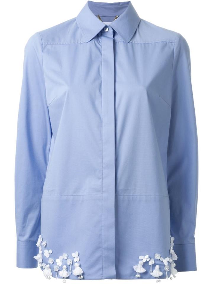 Muveil Hem Floral Applique Shirt