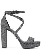 Michael Michael Kors Charlize Platform Glitter Sandals - Black