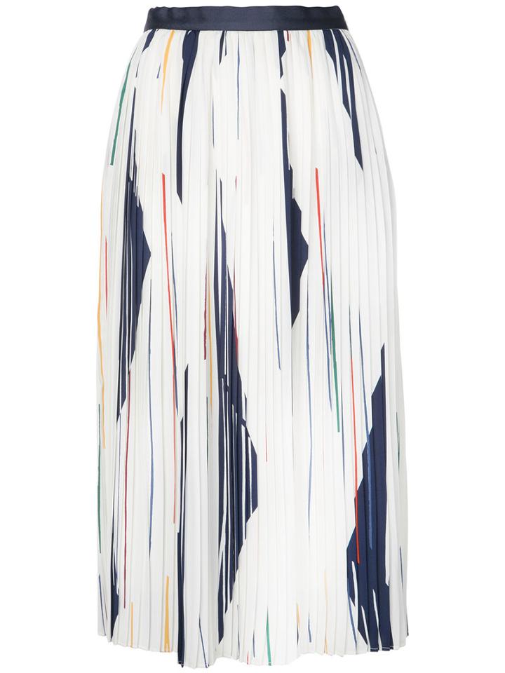 Cityshop - Printed Pleated Skirt - Women - Polyester - One Size, White, Polyester