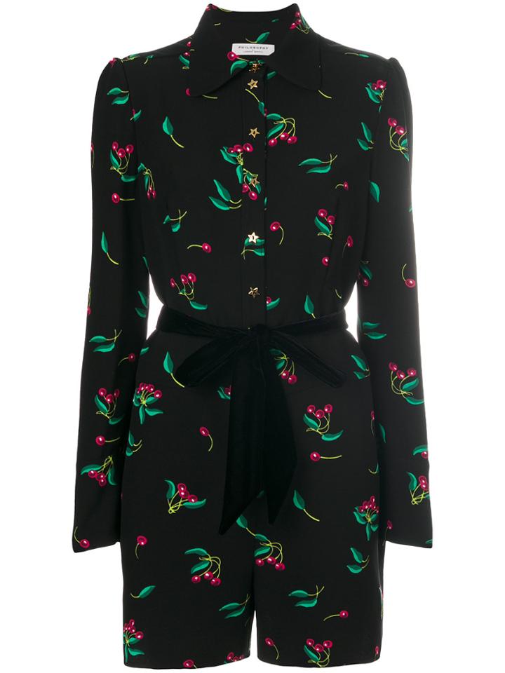 Philosophy Di Lorenzo Serafini Cherry Print Shirt Dress - Black