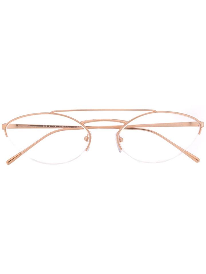 Prada Eyewear Oval Glasses - Gold