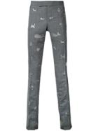 Thom Browne Embroidered Animals Chinos - Grey