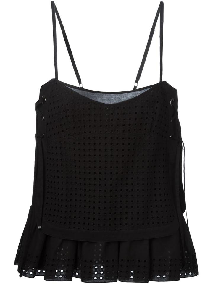 Diesel Black Gold Spaghetti Strap Perforated Top