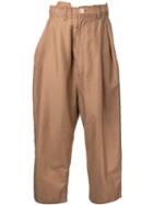 Maison Mihara Yasuhiro Drop-crotch Cropped Trousers, Men's, Size: 44, Brown, Cotton/linen/flax