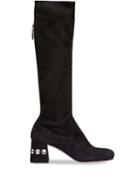 Miu Miu Embellished 65mm Suede Boots - Black
