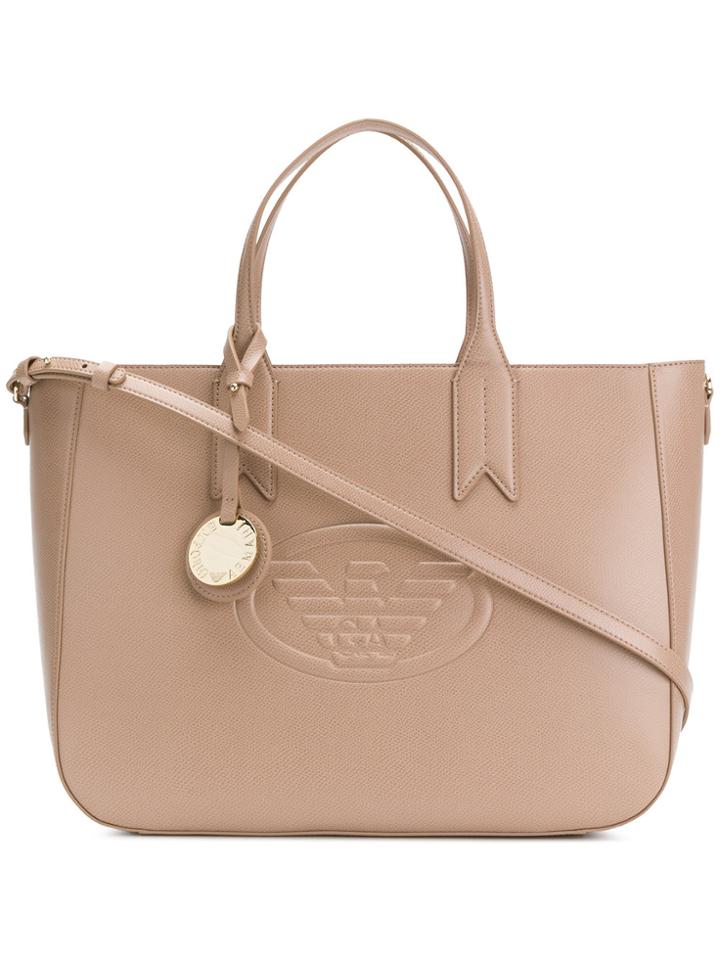 Emporio Armani Logo Embossed Tote - Nude & Neutrals