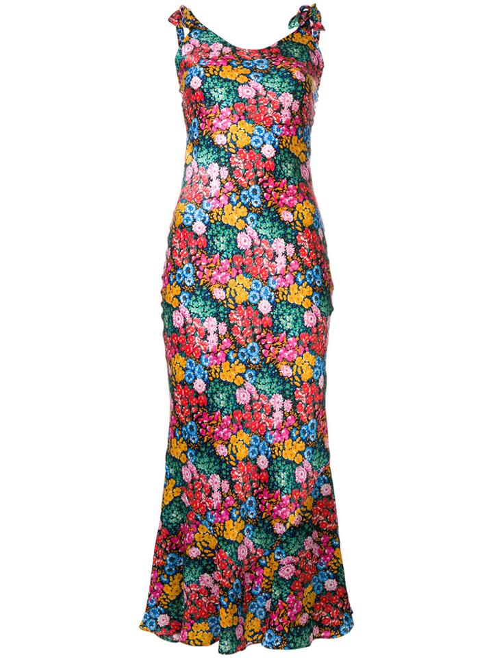 Attico Floral Print Fitted Dress - Multicolour