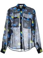 Msgm - Watercolour Cherry Print Shirt - Women - Polyester - 40, Black, Polyester