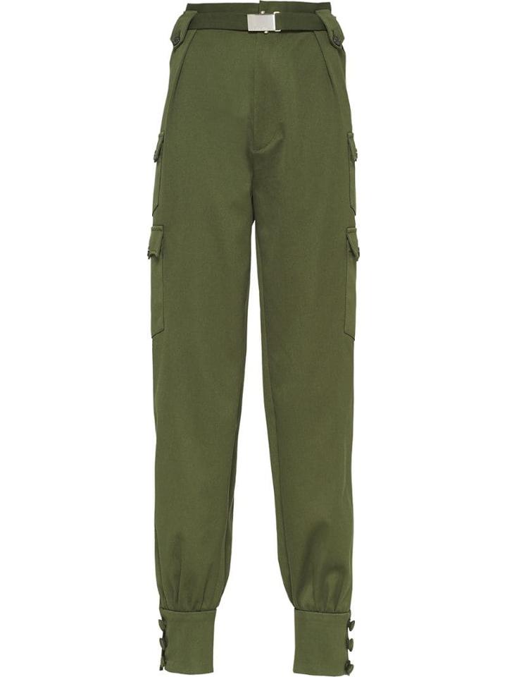 Miu Miu Belted Tapered Trousers - Green