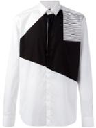 Les Hommes Colour Block Shirt, Men's, Size: 46, White, Cotton/spandex/elastane
