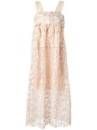 Chloé Floral Lace Sun Dress, Women's, Size: 36, Nude/neutrals, Silk/cotton/polyester