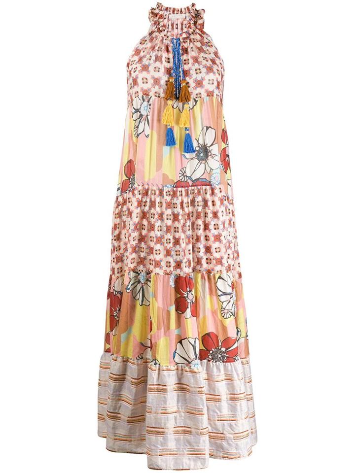 Anjuna Floral Flared Maxi Dress - Neutrals