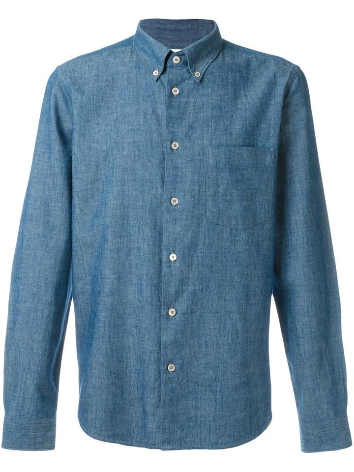 Ps By Paul Smith Classic Shirt, Men's, Size: Large, Blue, Cotton/linen/flax/lyocell