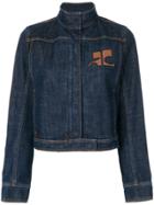 Courrèges High Neck Denim Jacket - Blue