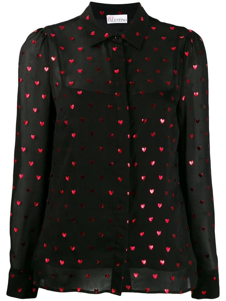 Red Valentino Sheer Heart Shirt - Black