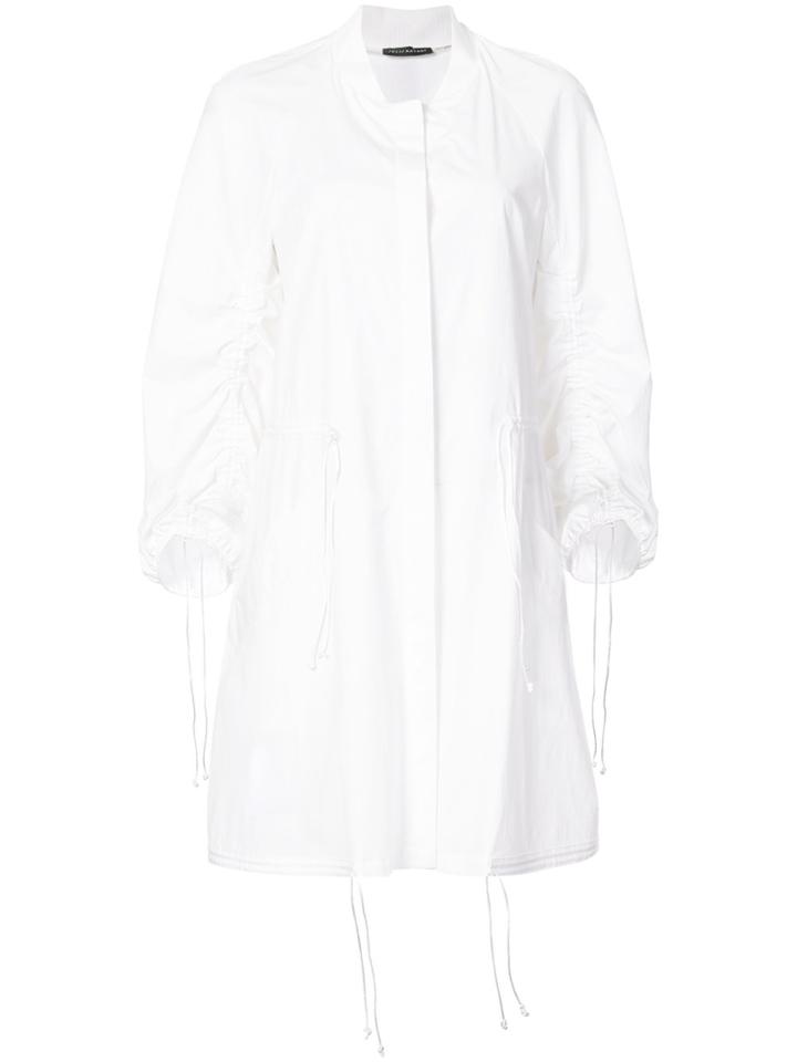 Josie Natori Drawstring Detail Coat - White