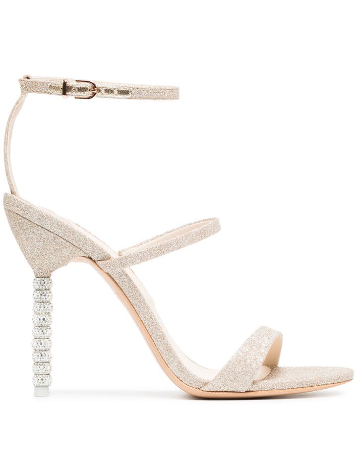Sophia Webster Champagne Glitter Rosalind 100 Leather Sandals -