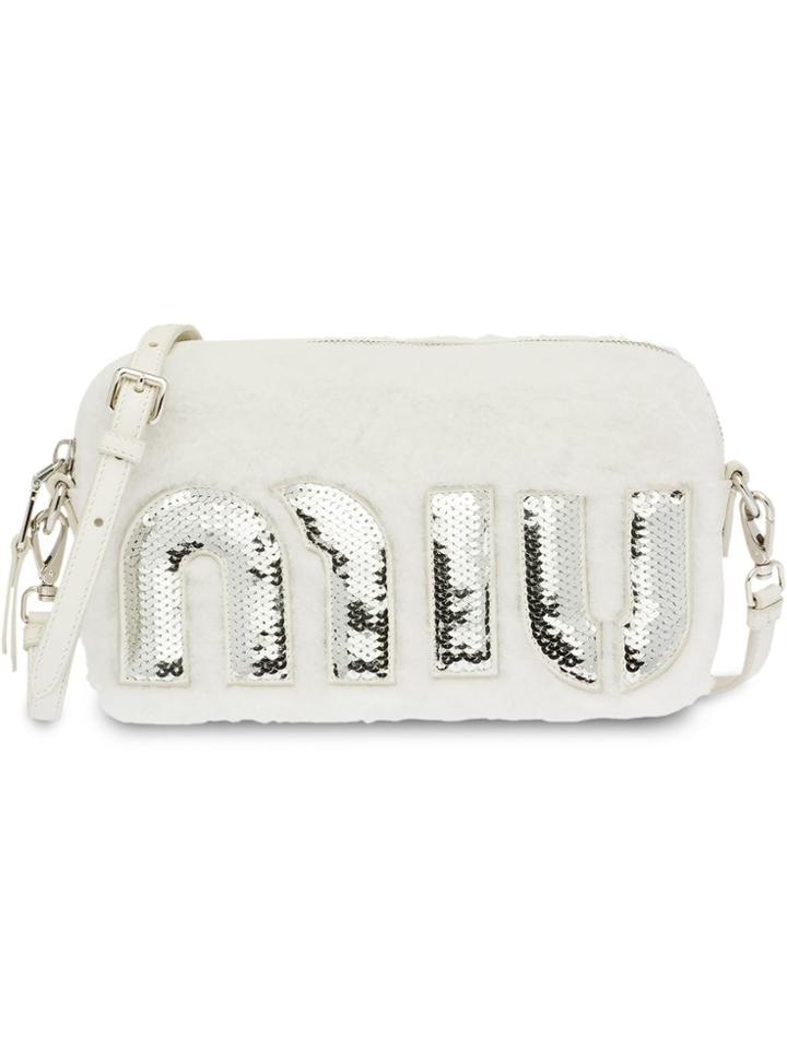 Miu Miu Shearling Crossbody Bag - White
