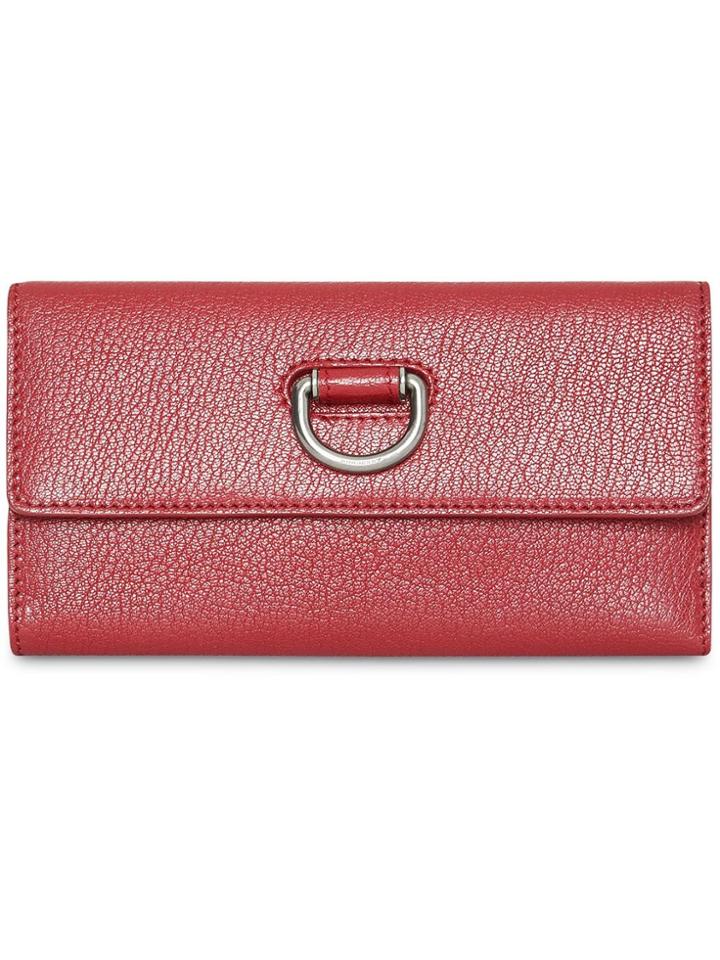 Burberry D-ring Grainy Leather Continental Wallet - Red