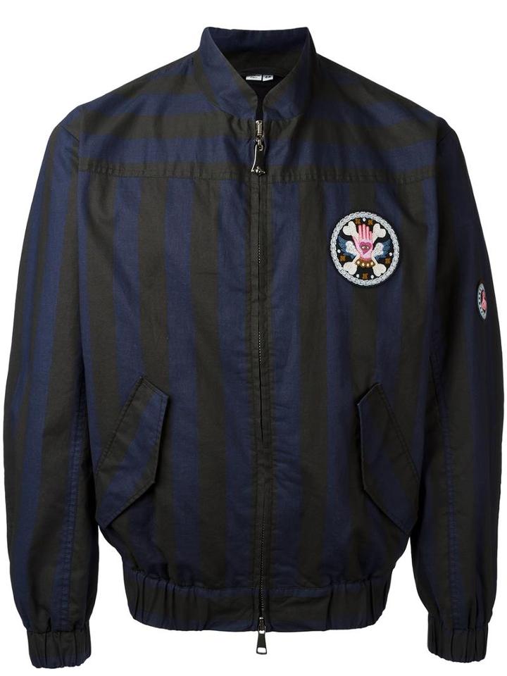 Vivienne Westwood Man Striped Bomber Jacket, Men's, Size: 46, Blue, Cotton/modal/viscose