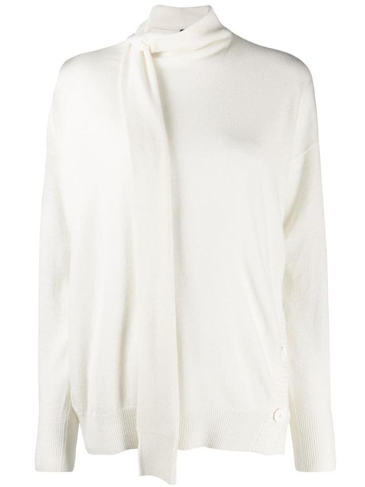 Pinko Neck Tie Knitted Sweater - White