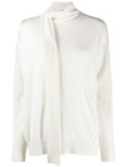 Pinko Neck Tie Knitted Sweater - White