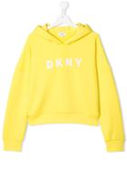 Dkny Kids Teen Logo Cropped Hoodie - Yellow