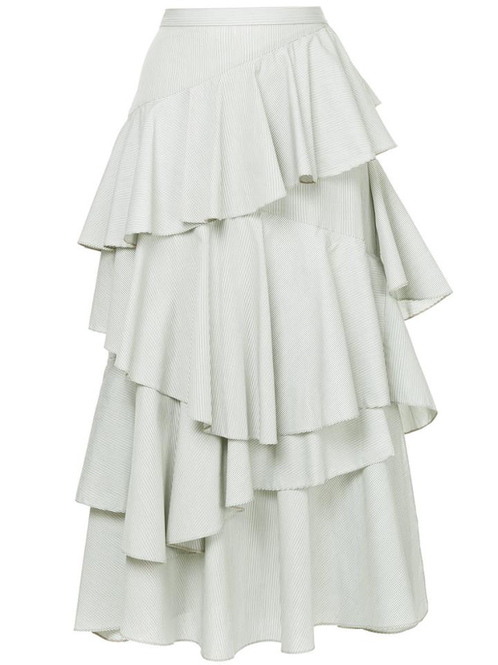 Alexa Chung Asymmetric Tiered Midi Skirt - Grey