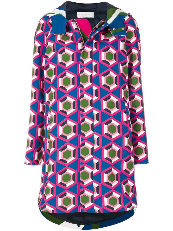 Pardens Geometric Print Hooded Parka - Multicolour