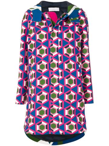 Pardens Geometric Print Hooded Parka - Multicolour