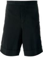 Moncler Gamme Bleu Logo Patch Textured Shorts, Men's, Size: 4, Black, Cotton