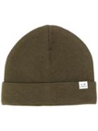 Cp Company Logo Patch Beanie - Green