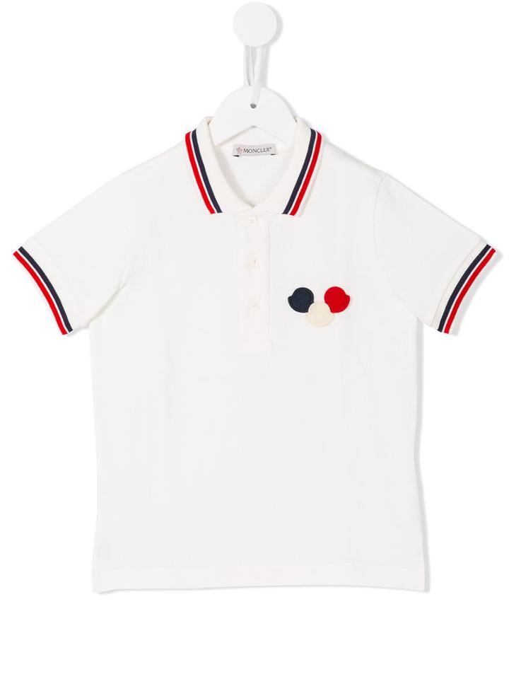 Moncler Kids Contrast Striple Polo Shirt, Boy's, Size: 6 Yrs, White