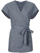 Astraet - Striped Wrap Top - Women - Cotton - One Size, Grey, Cotton