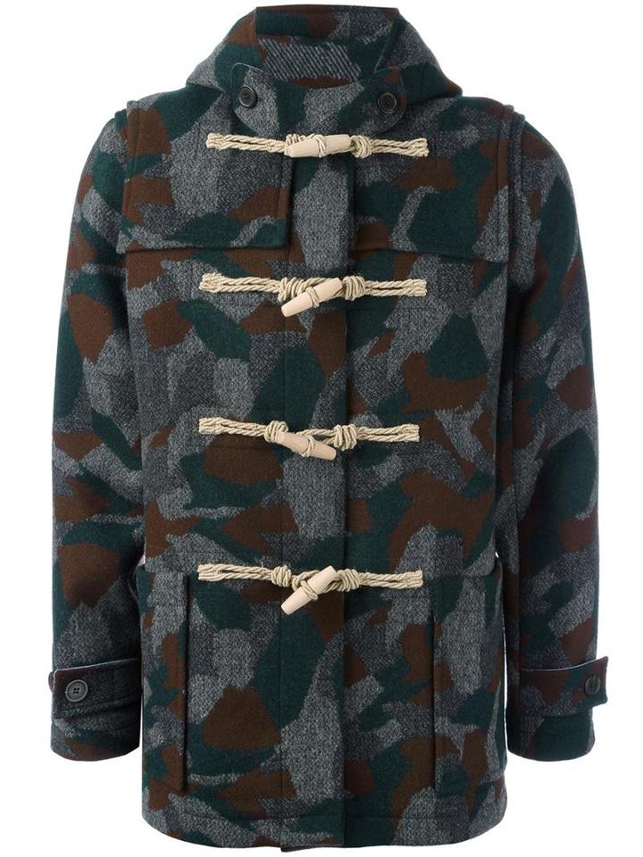 Maison Kitsuné Camouflage Duffle Coat, Men's, Size: Medium, Cotton/virgin Wool