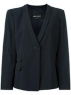 Giorgio Armani One Button Blazer, Women's, Size: 46, Blue, Virgin Wool/viscose/spandex/elastane