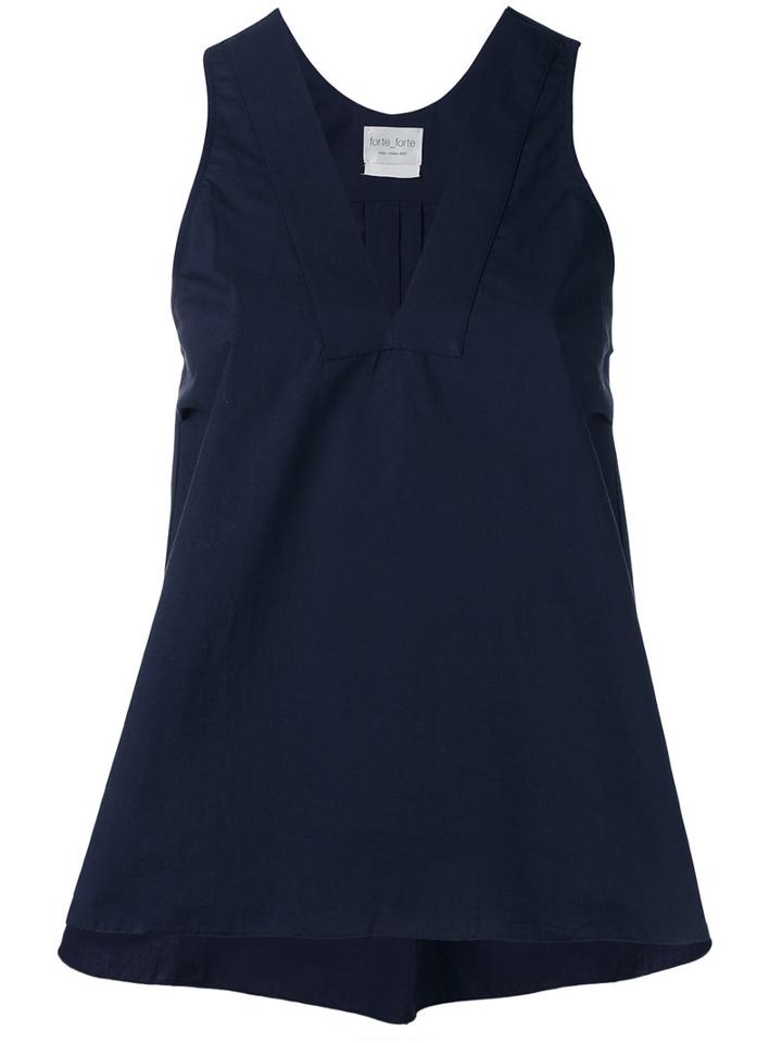 Forte Forte - V Neck Top - Women - Cotton - 0, Blue, Cotton