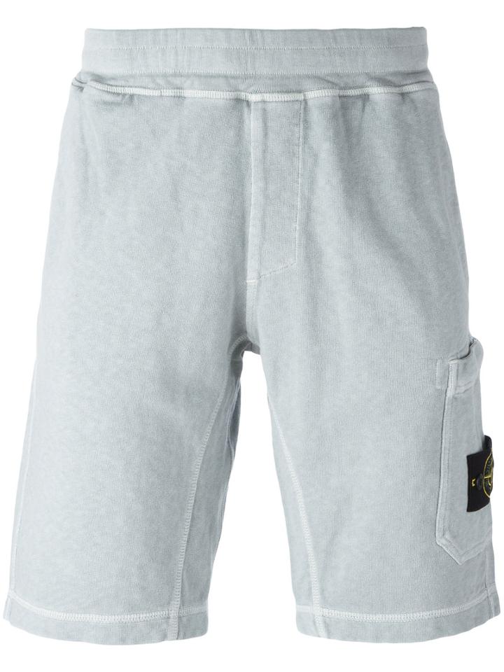 Stone Island Logo Patch Track Shorts, Size: Small, Grey, Cotton
