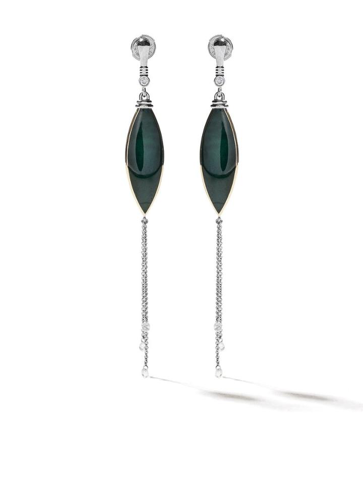 Fairfax & Roberts Teardrop Tassel Earrings - Green