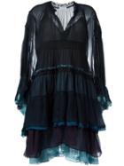 Chloé Tiered Colour Block Dress, Women's, Size: 36, Black, Polyester/silk