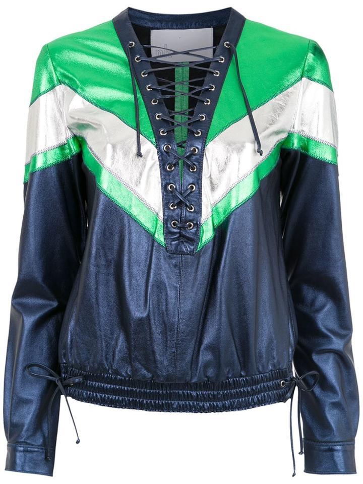 Nk Leather Panelled Top - Blue