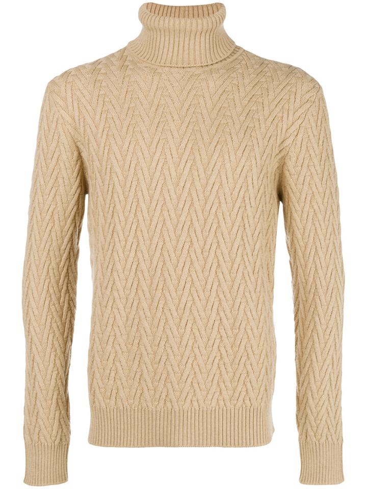 Eleventy Chevron Knit Jumper - Nude & Neutrals