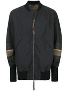Ziggy Chen Contrast Sleeve Bomber Jacket - Black