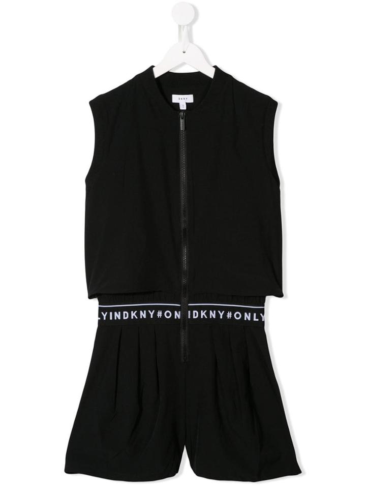 Dkny Kids Logo Band Playsuit - Black
