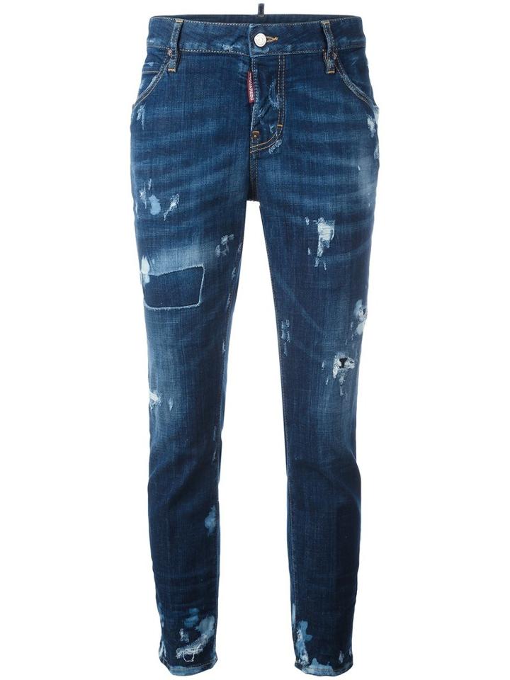 Dsquared2 Cool Girl Distressed Detail Jeans, Size: 42, Blue, Cotton/spandex/elastane